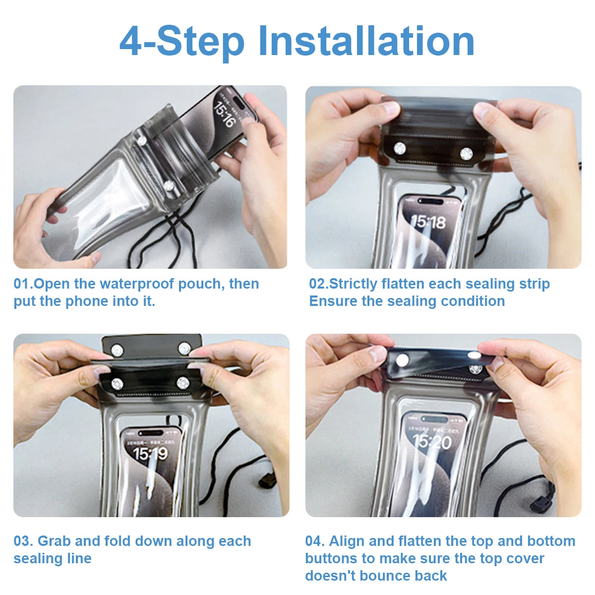Universal Waterproof Phone Case Swimming Water Proof Bag Underwater Phone Protector Pouch PVC Cover for iPhone 15 14 13 Pro Max