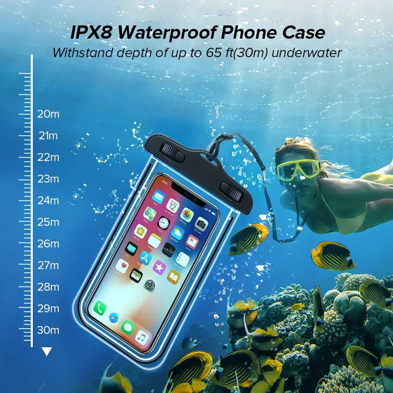 1pcs Universal Waterproof Phone Pouch Cellphone Dry Bag Case Underwater Phone Protector PV Cover for Kayaking, Beach, fishing