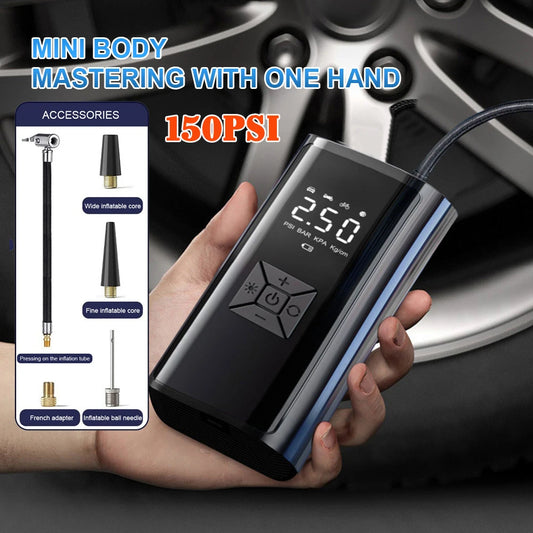 Mini Portable Tire Inflator, Car Air Compressor, Wireless Car Inflation Pump To Inflate Tires For Cars, Motorcycles, Bicycles!